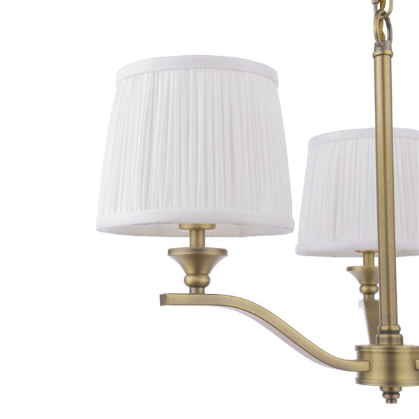 (image for) Laura Ashley Hemsley 3 Light Armed Pendant Matt Antique Brass With Shade